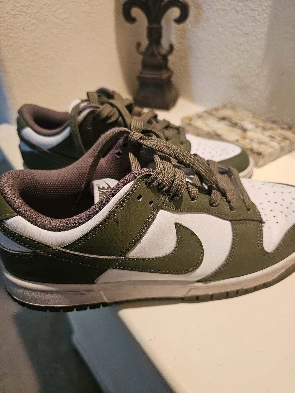 Nike Women Low-Top Sneakers in Olive Green and White